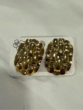 Gold-Tone Woven Earrings - Elegant Women’s Jewelry